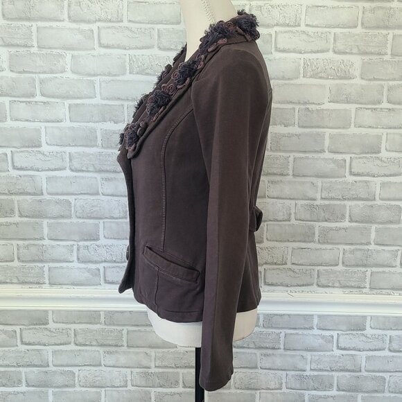 Nick & Mo Floral Embellished Blazer Jacket Gray Small Whimseygoth Romantic - Picture 4 of 7